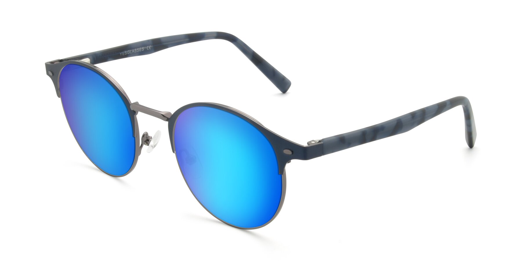 Angle of 9099 in Blue-Gunmetal with Blue Mirrored Lenses
