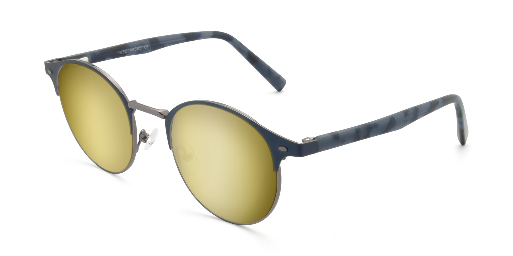 Angle of 9099 in Blue-Gunmetal with Gold Mirrored Lenses