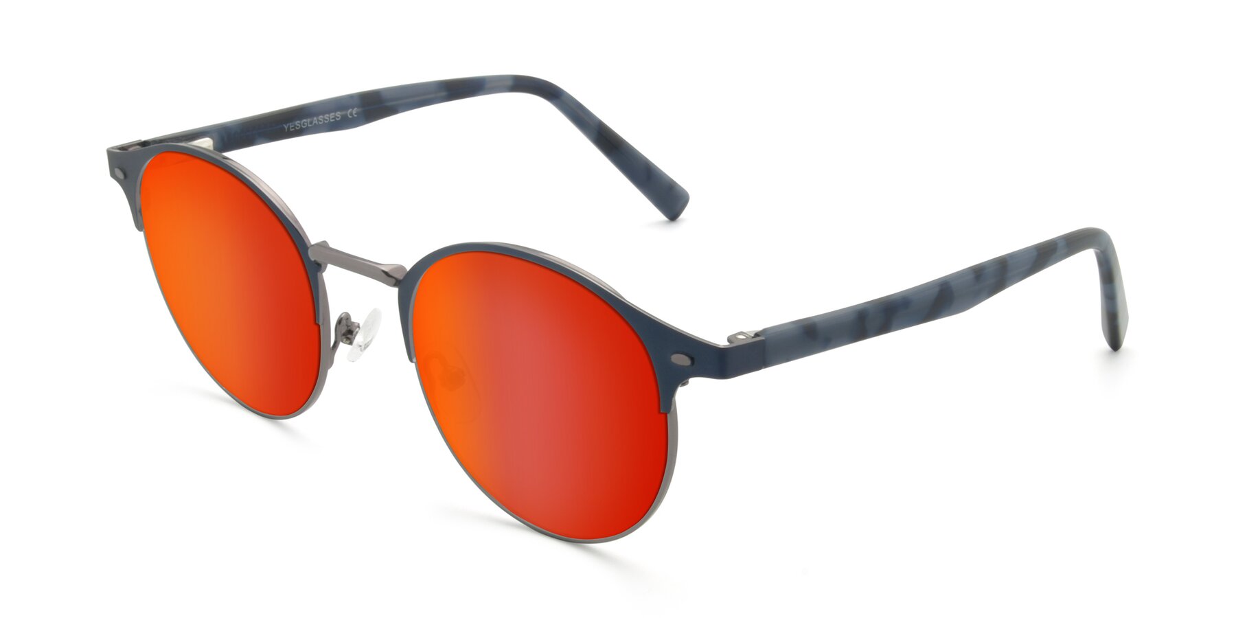 Angle of 9099 in Blue-Gunmetal with Red Gold Mirrored Lenses