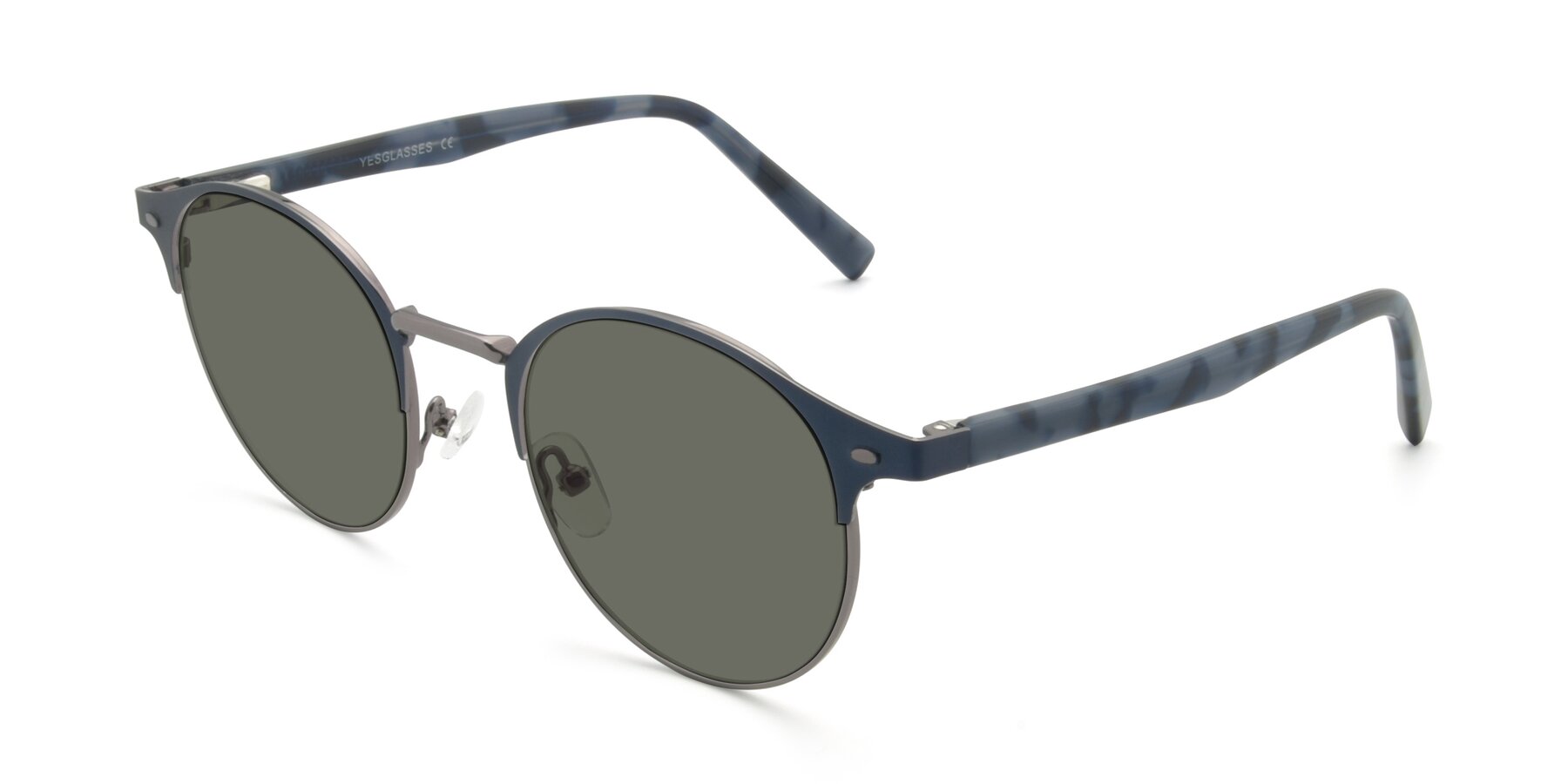 Angle of 9099 in Blue-Gunmetal with Gray Polarized Lenses