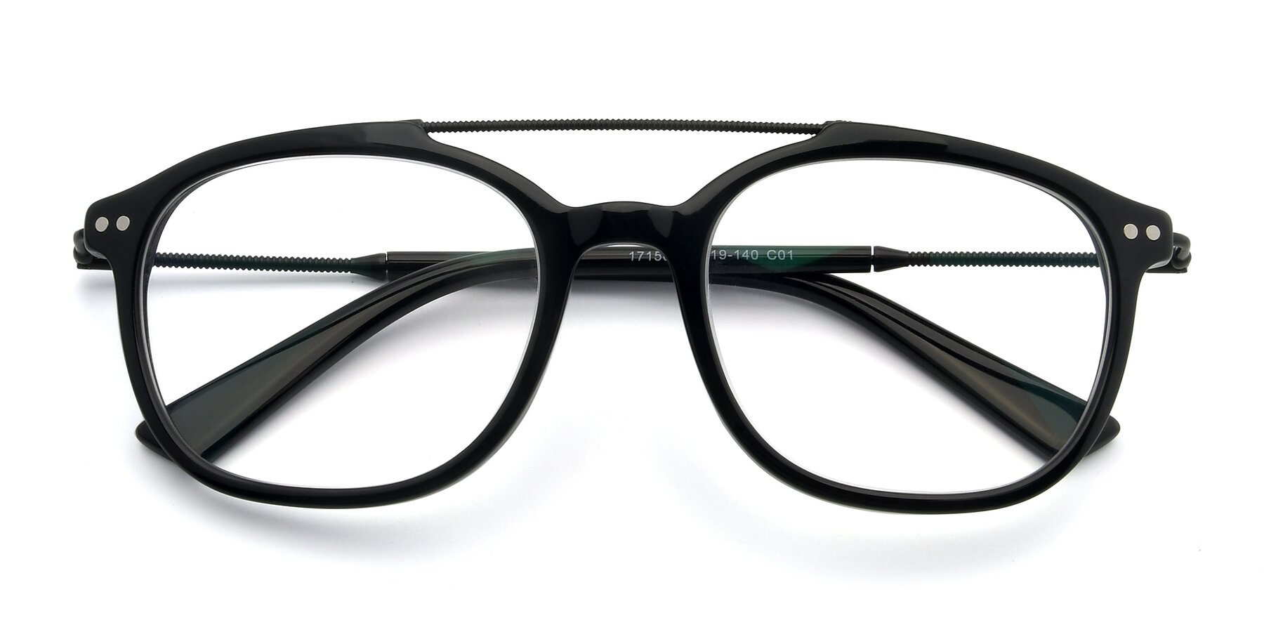 Folded Front of 17150 in Black with Clear Reading Eyeglass Lenses