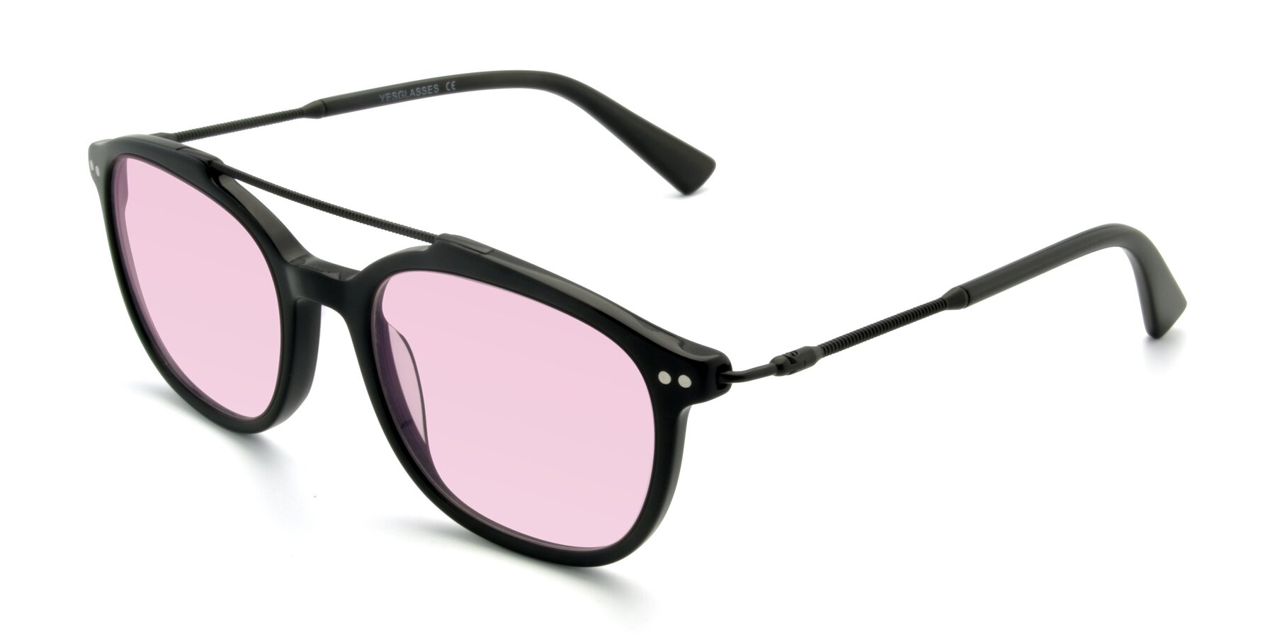 Angle of 17150 in Black with Light Pink Tinted Lenses