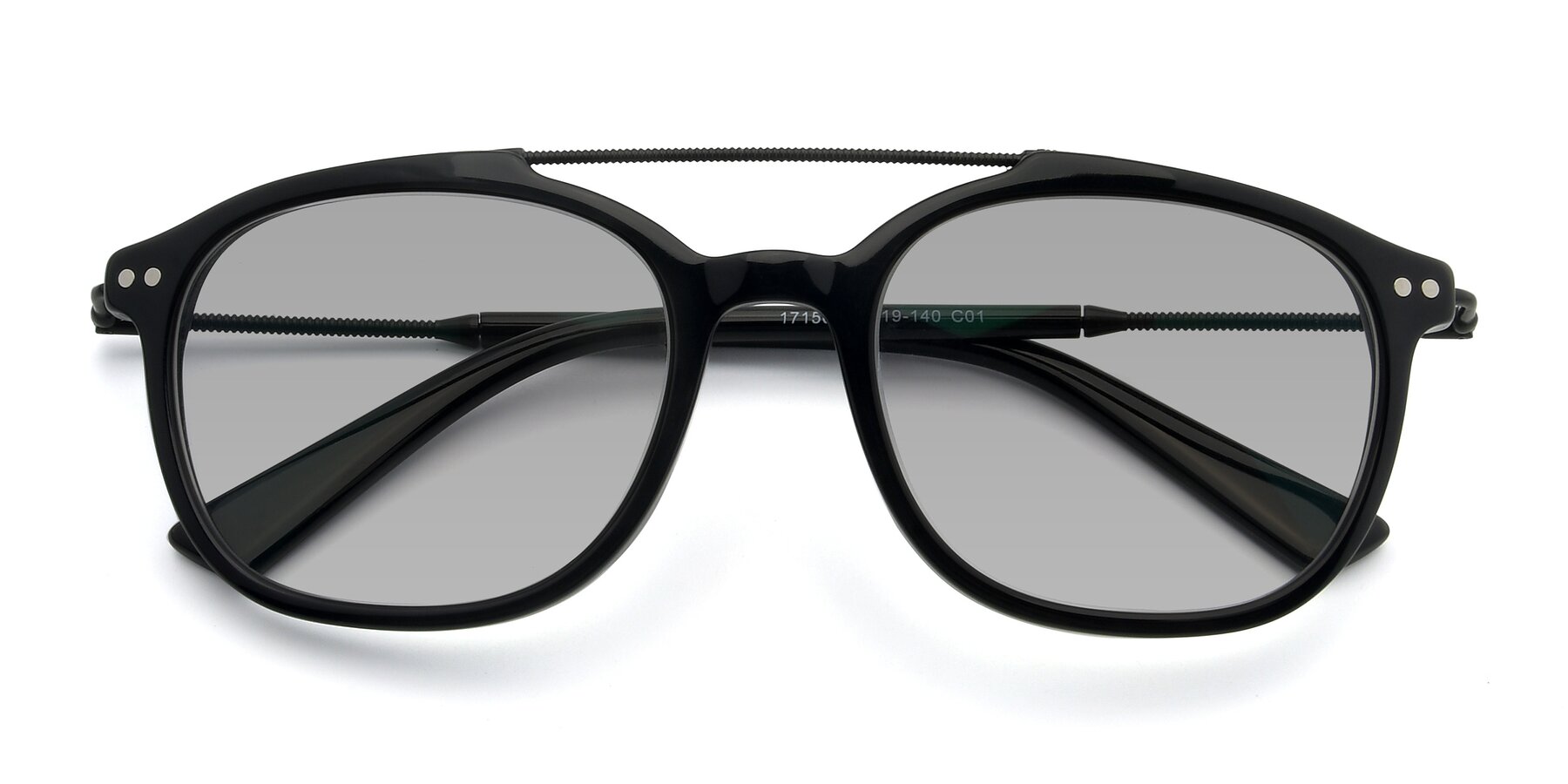 Folded Front of 17150 in Black with Light Gray Tinted Lenses