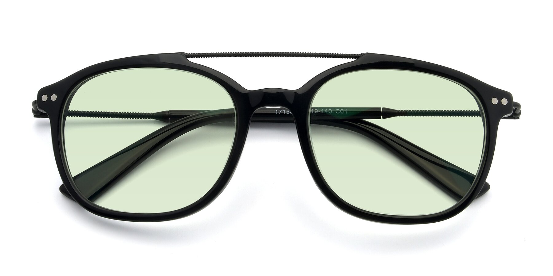 Folded Front of 17150 in Black with Light Green Tinted Lenses