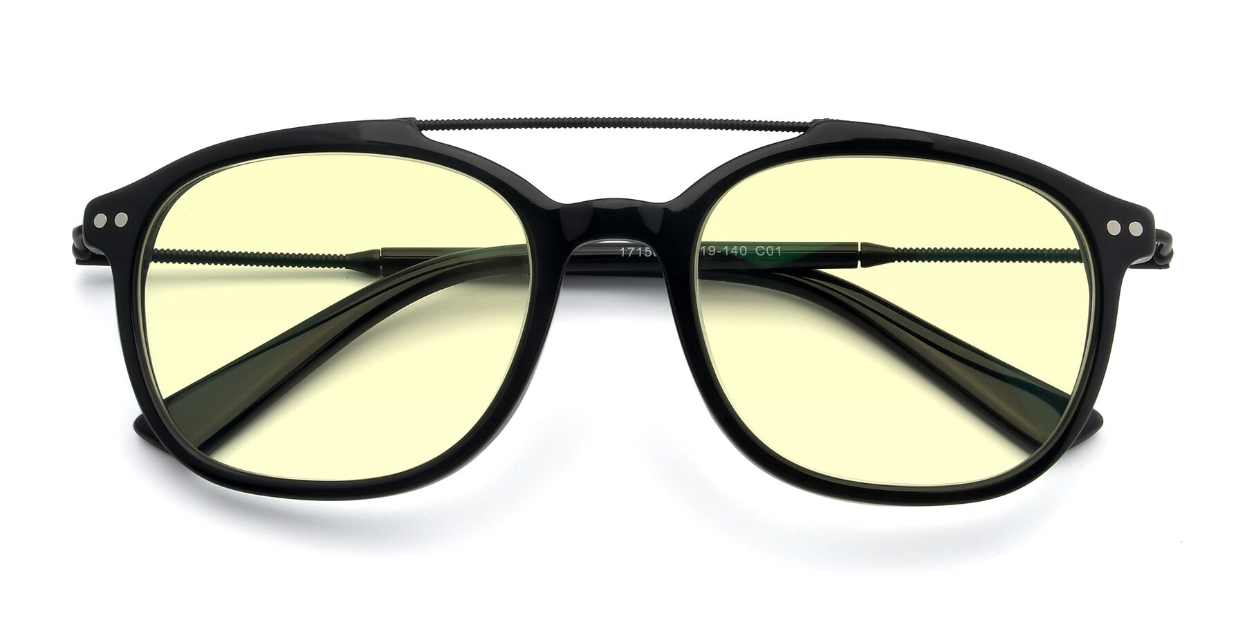 Folded Front of 17150 in Black with Light Yellow Tinted Lenses