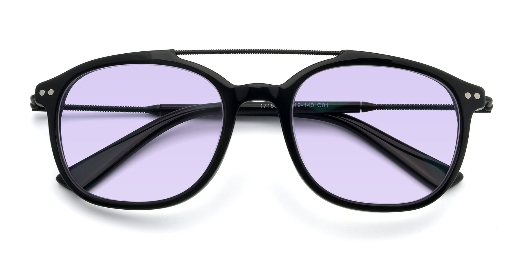 Folded Front of 17150 in Black with Light Purple Tinted Lenses