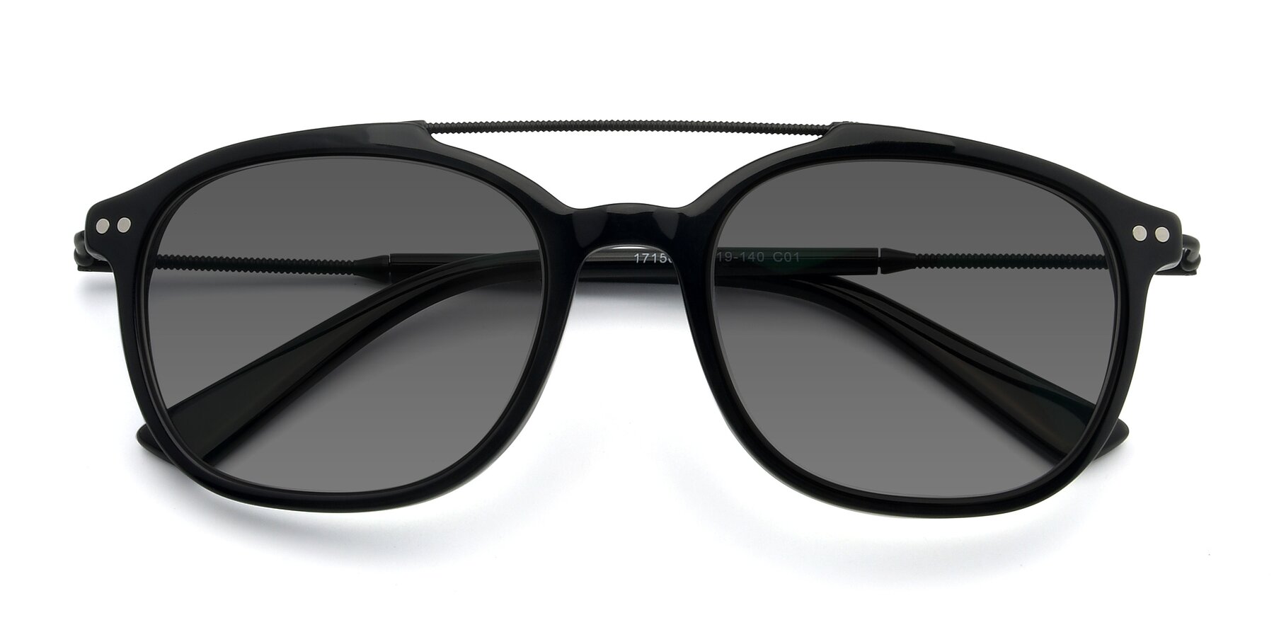 Folded Front of 17150 in Black with Medium Gray Tinted Lenses