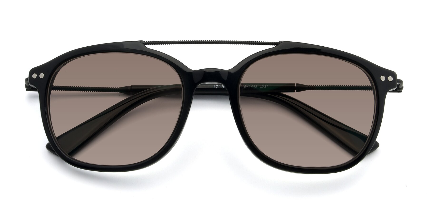 Folded Front of 17150 in Black with Medium Brown Tinted Lenses