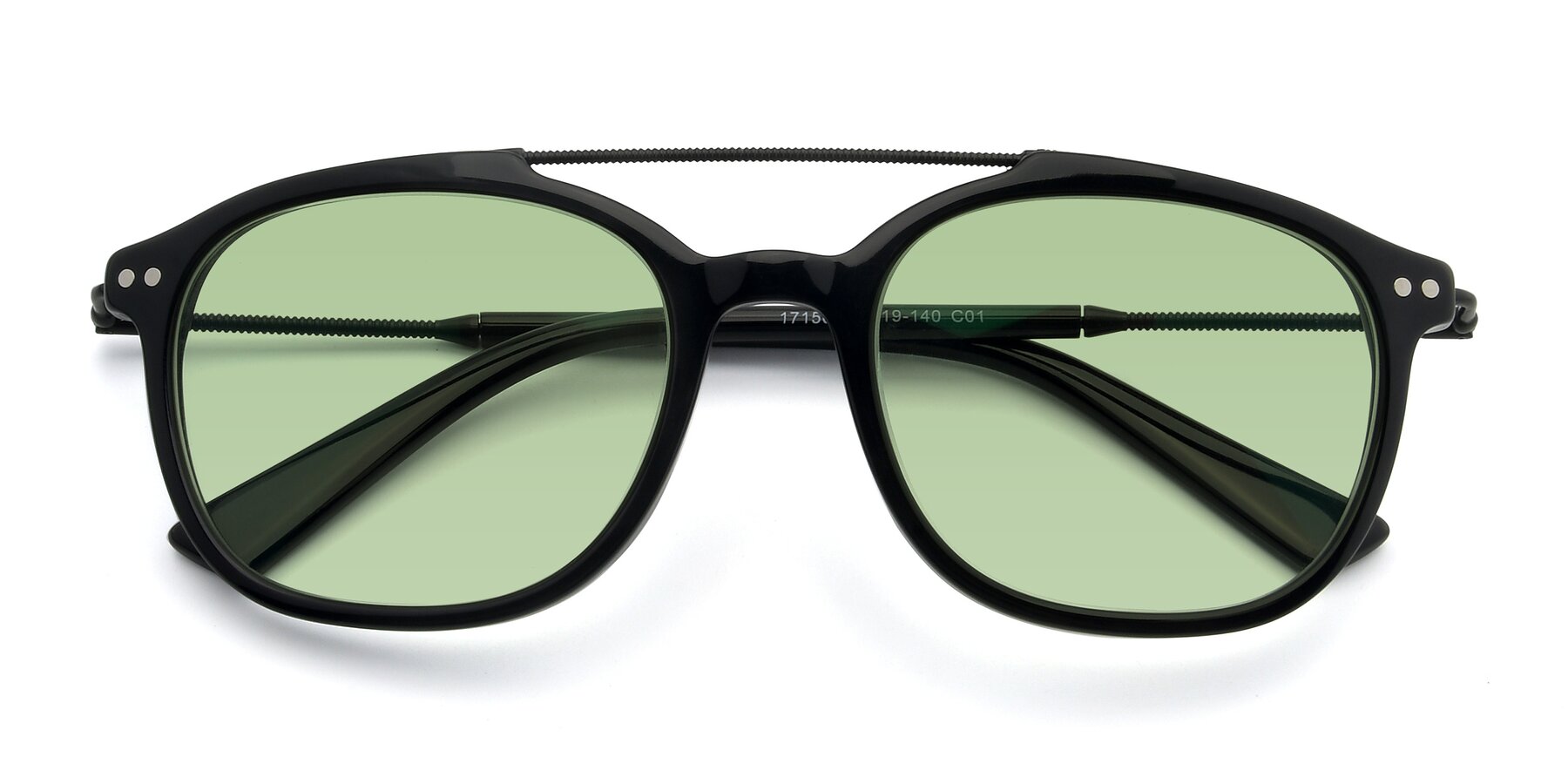 Folded Front of 17150 in Black with Medium Green Tinted Lenses