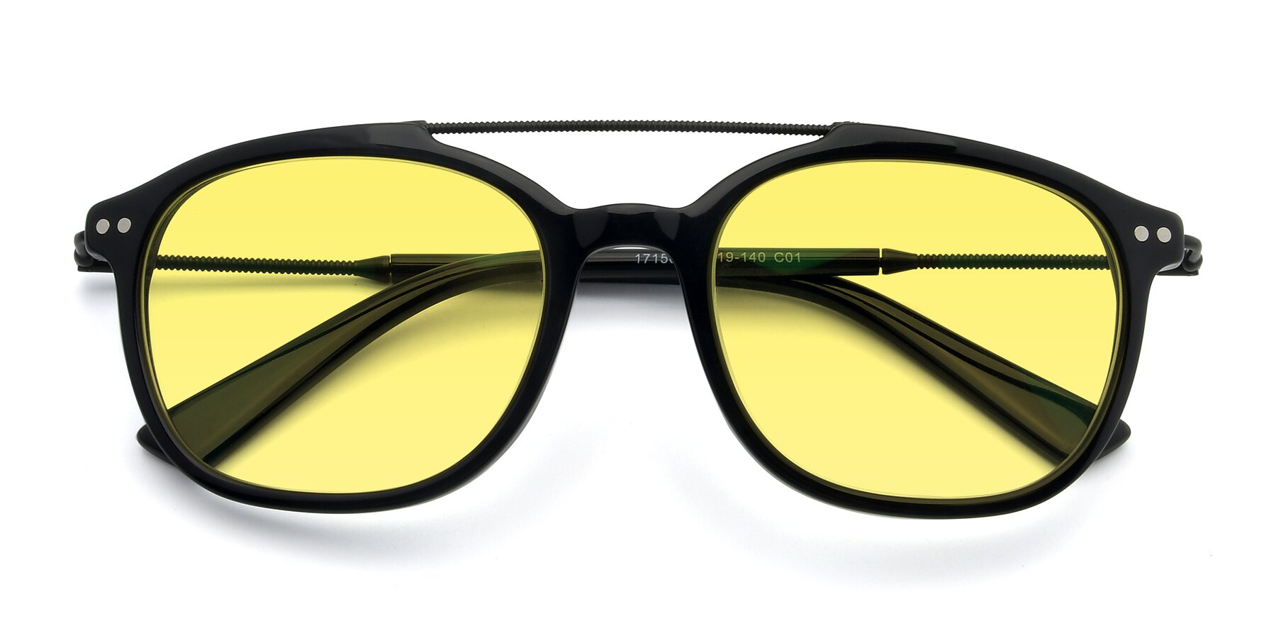 Folded Front of 17150 in Black with Medium Yellow Tinted Lenses