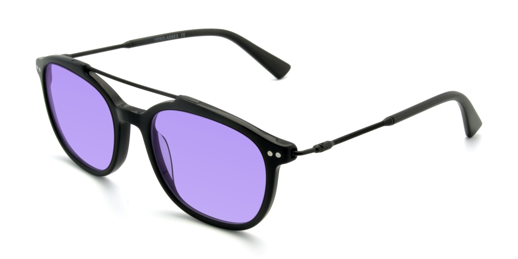 Angle of 17150 in Black with Medium Purple Tinted Lenses