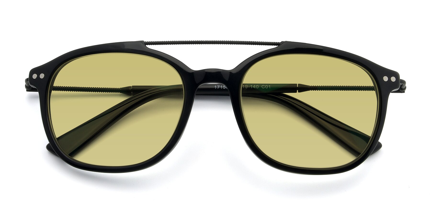 Folded Front of 17150 in Black with Medium Champagne Tinted Lenses