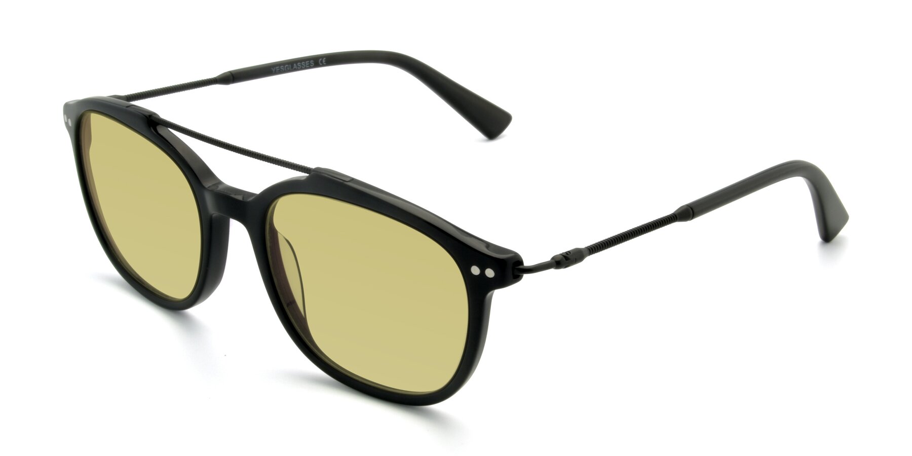 Angle of 17150 in Black with Medium Champagne Tinted Lenses