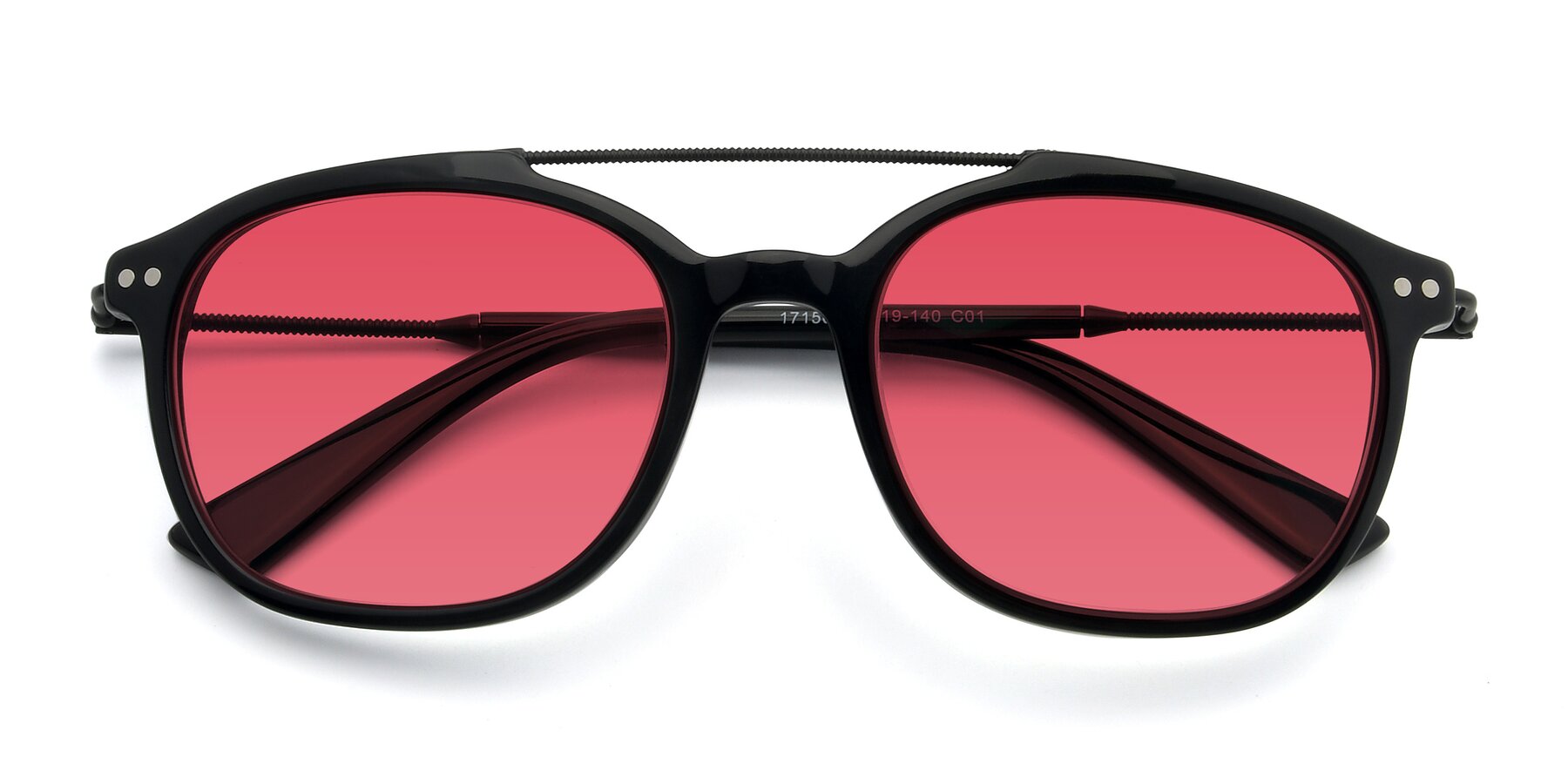 Folded Front of 17150 in Black with Red Tinted Lenses