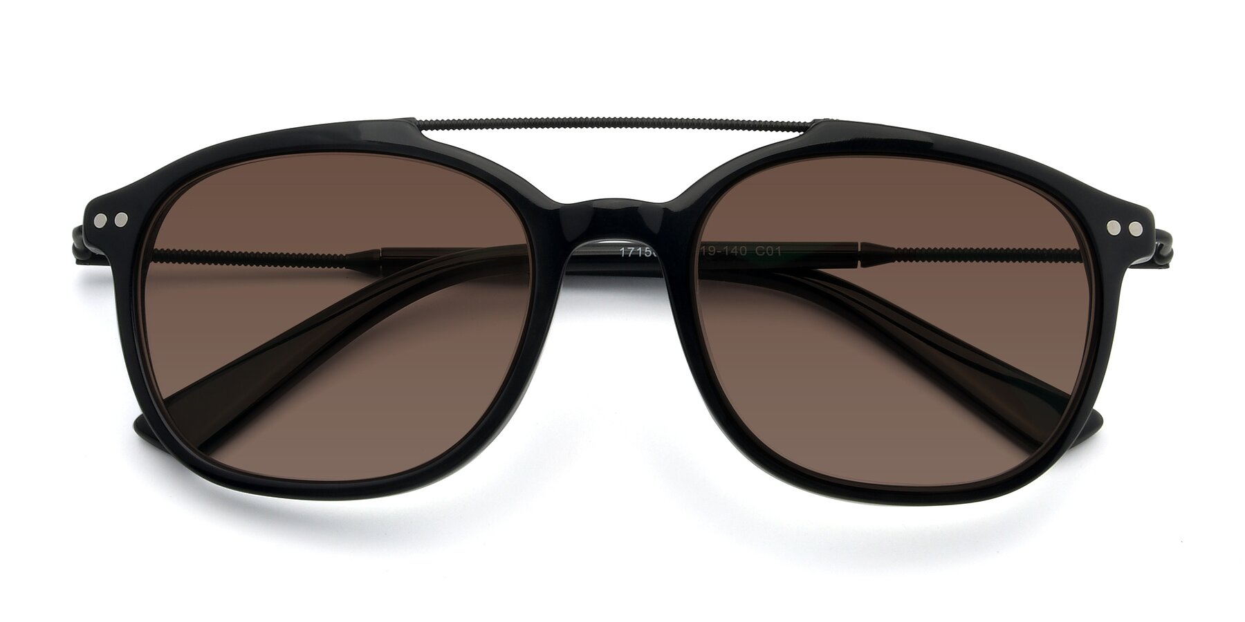 Folded Front of 17150 in Black with Brown Tinted Lenses