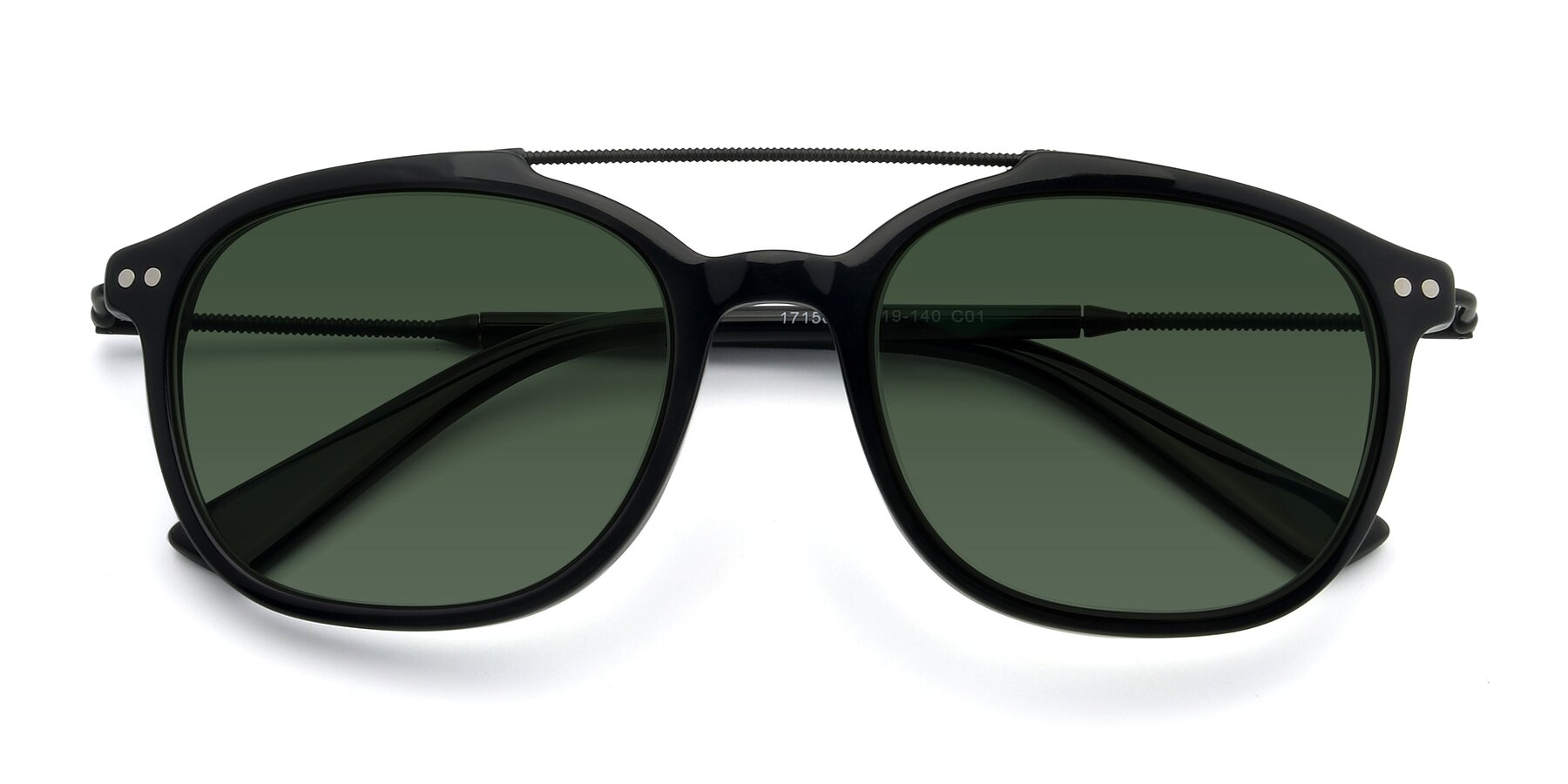 Folded Front of 17150 in Black with Green Tinted Lenses