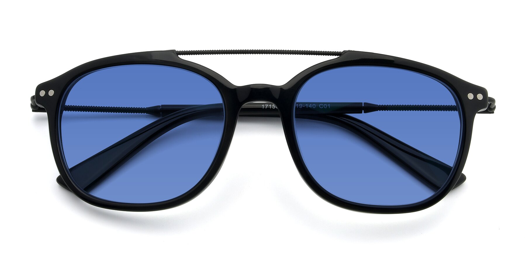 Folded Front of 17150 in Black with Blue Tinted Lenses