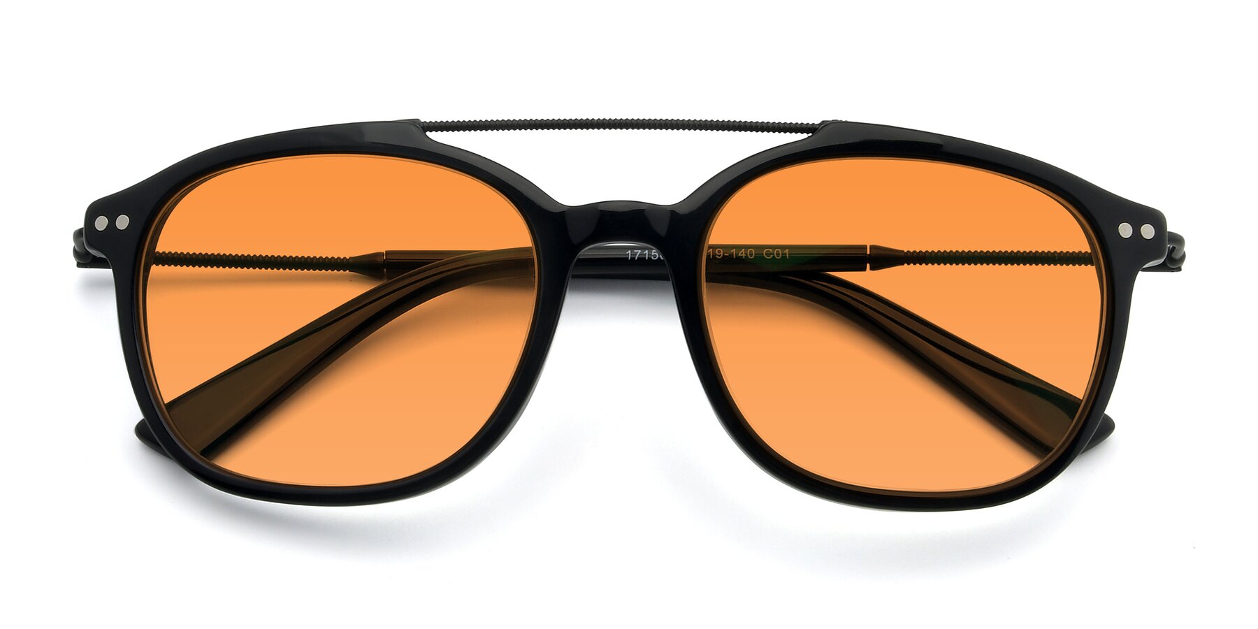 Folded Front of 17150 in Black with Orange Tinted Lenses