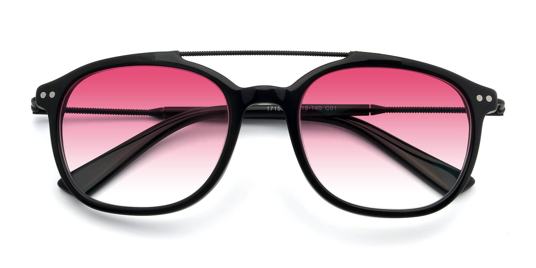Folded Front of 17150 in Black with Pink Gradient Lenses