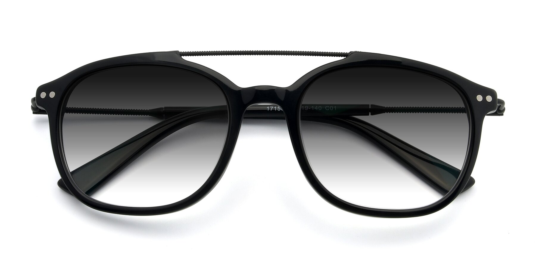 Folded Front of 17150 in Black with Gray Gradient Lenses