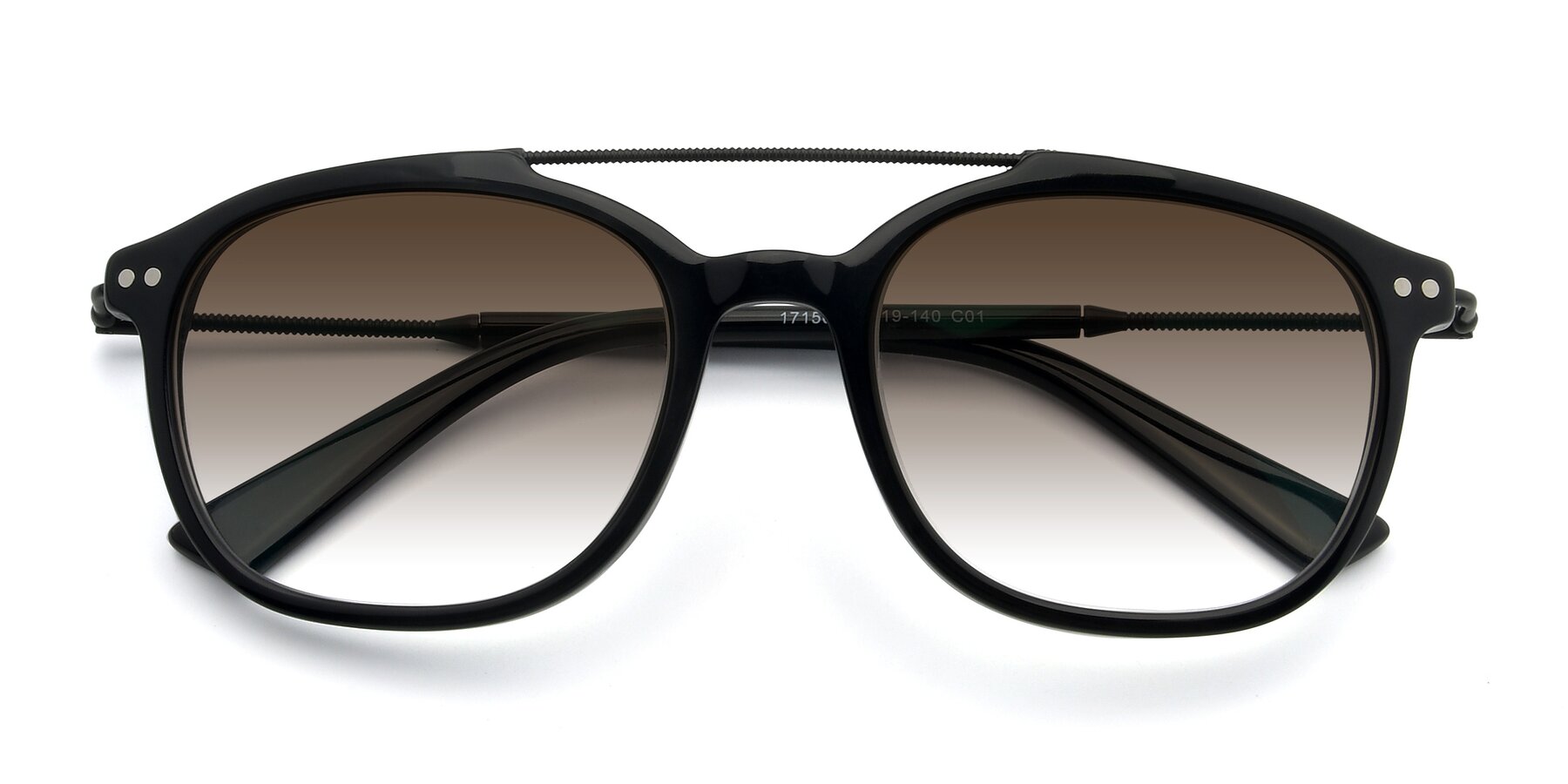 Folded Front of 17150 in Black with Brown Gradient Lenses