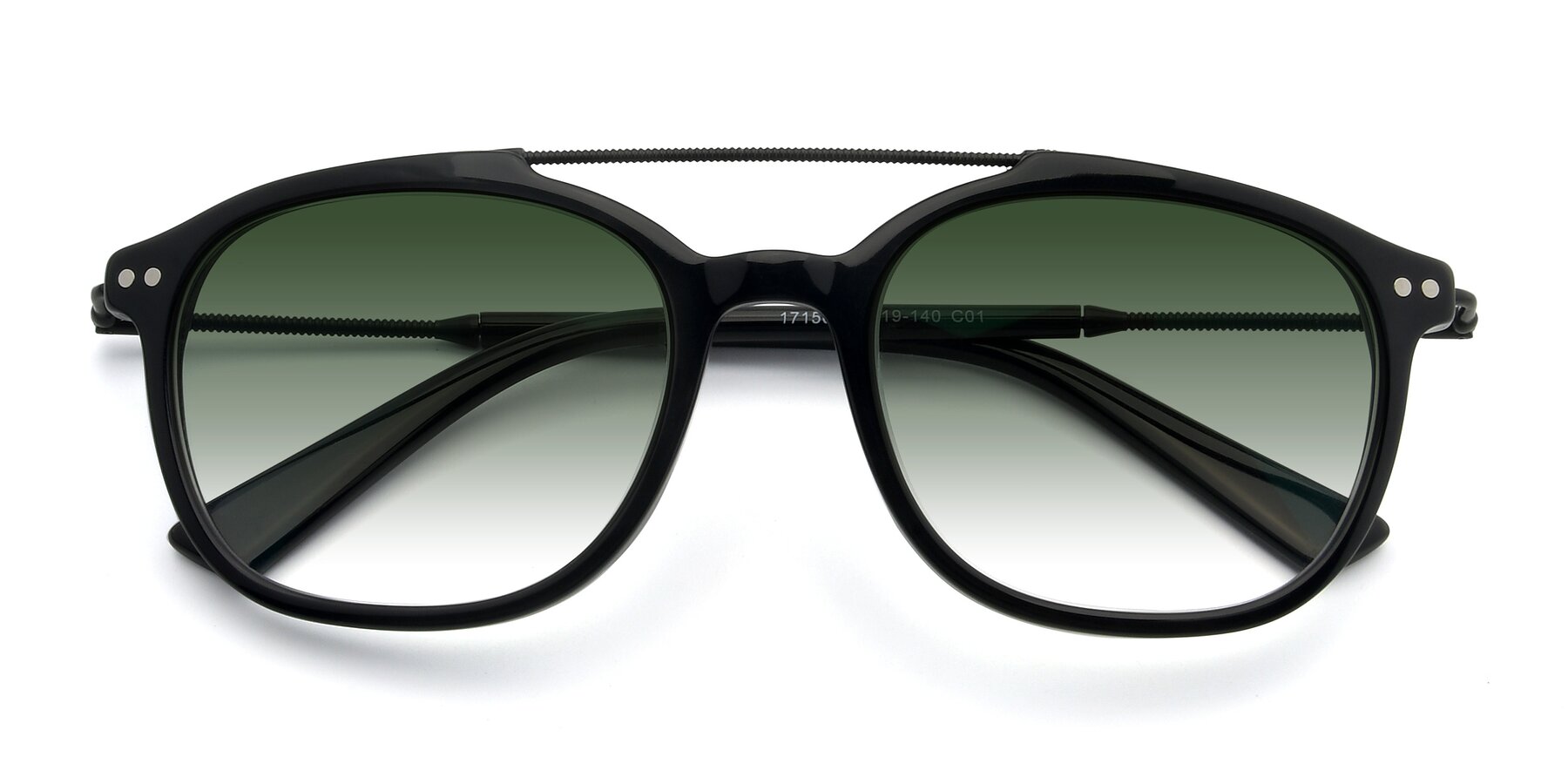 Folded Front of 17150 in Black with Green Gradient Lenses