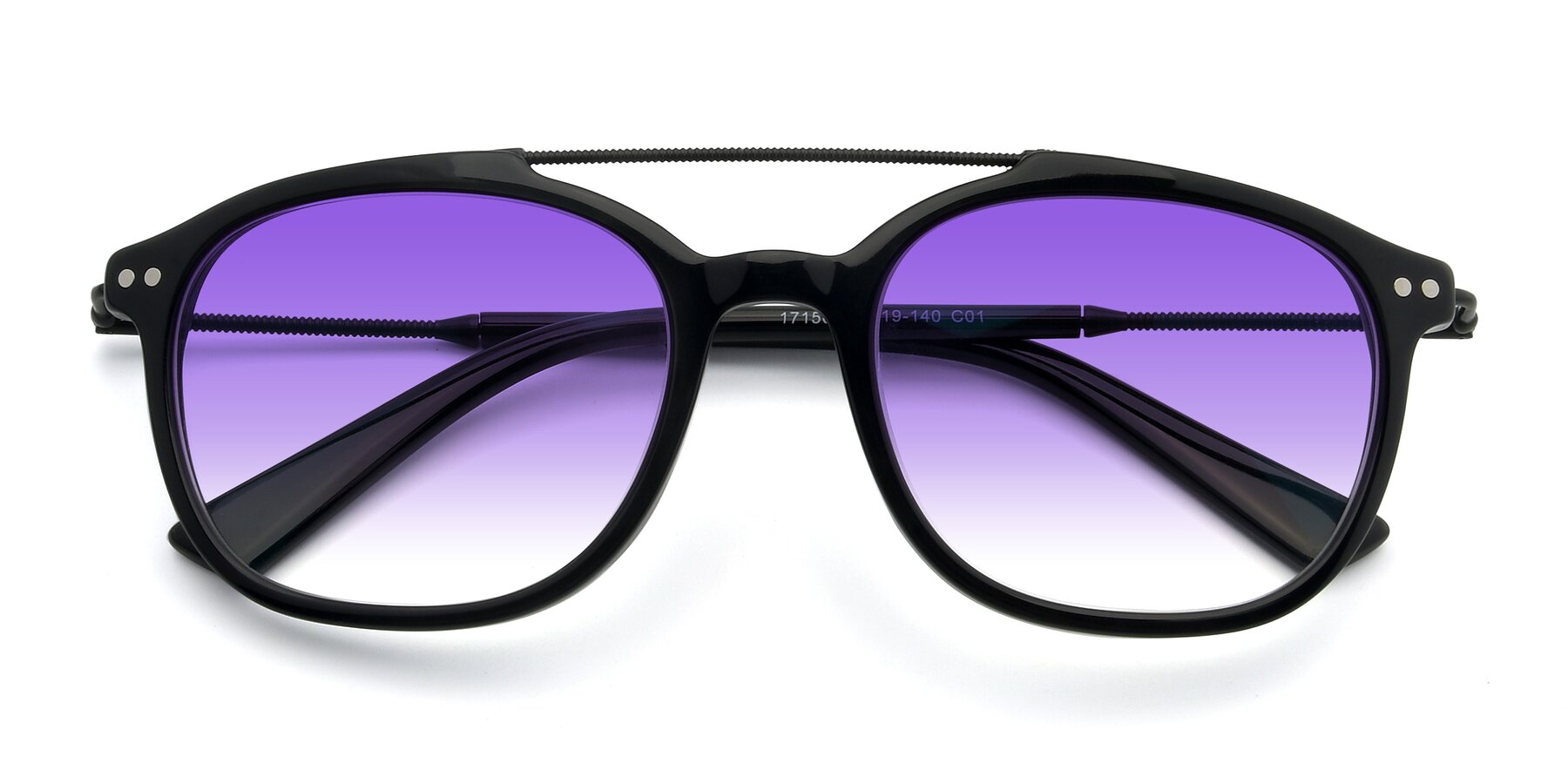 Folded Front of 17150 in Black with Purple Gradient Lenses