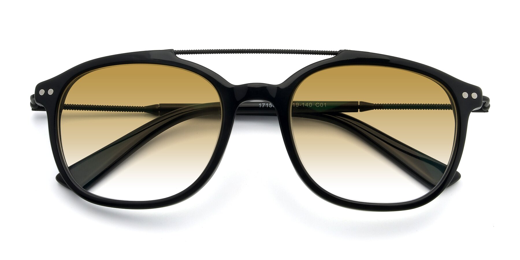 Folded Front of 17150 in Black with Champagne Gradient Lenses