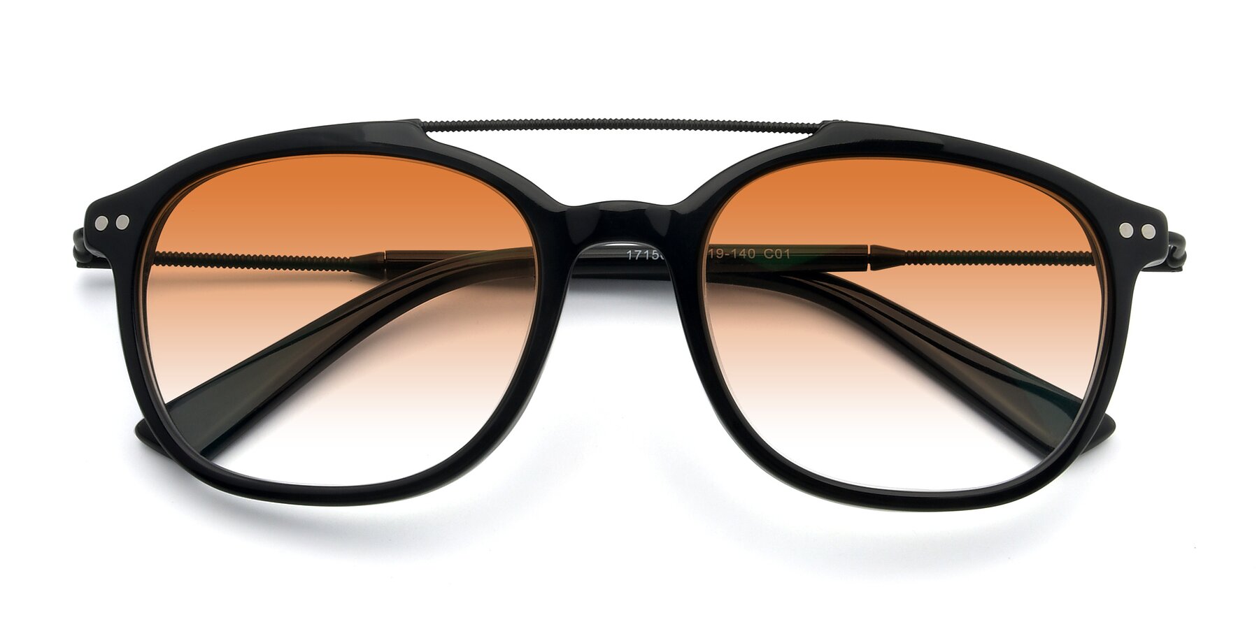 Folded Front of 17150 in Black with Orange Gradient Lenses