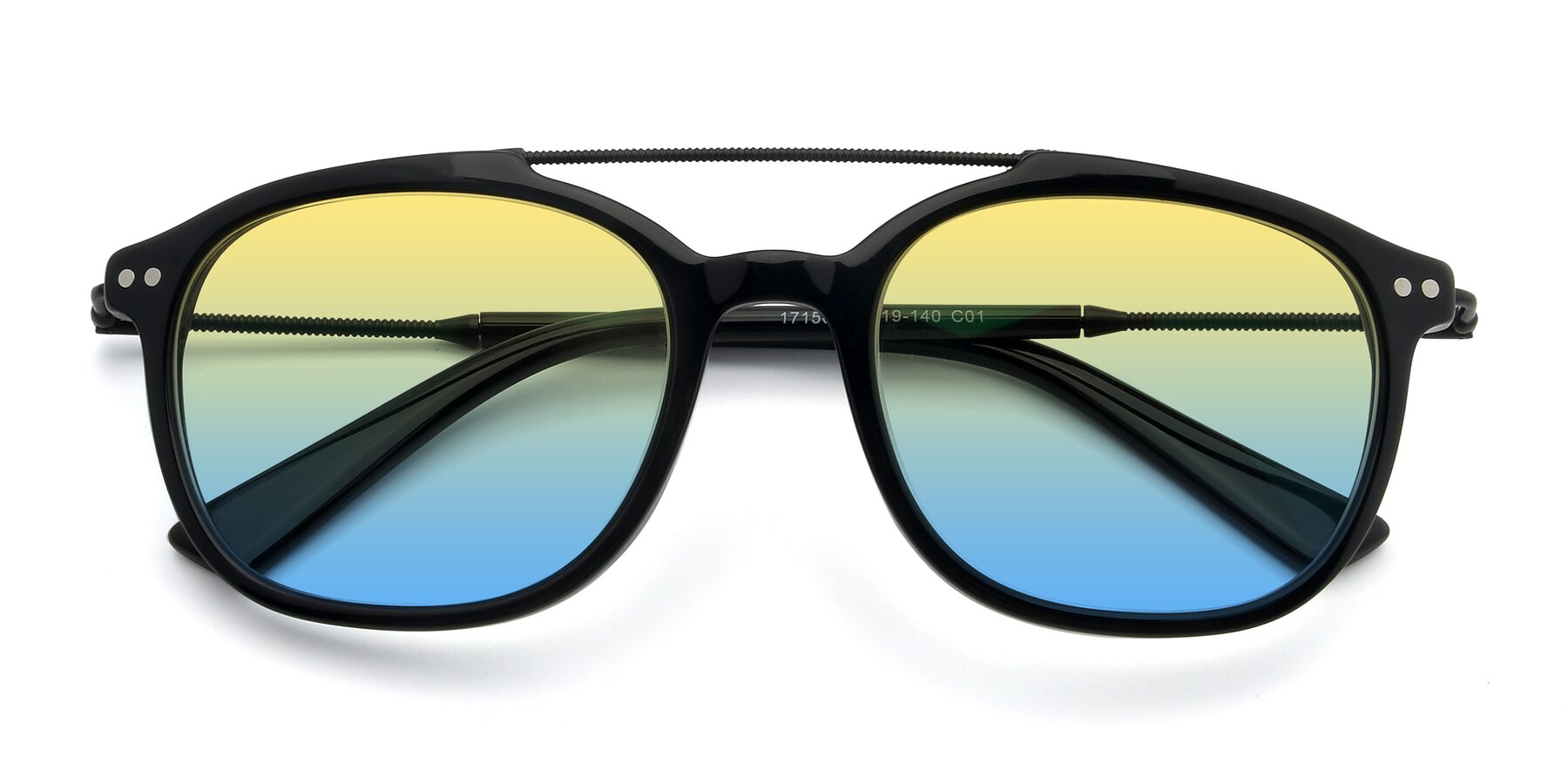Folded Front of 17150 in Black with Yellow / Blue Gradient Lenses