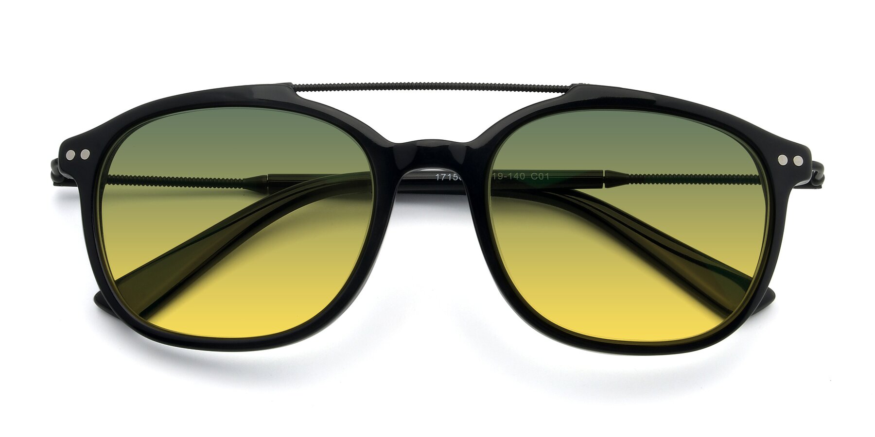 Folded Front of 17150 in Black with Green / Yellow Gradient Lenses