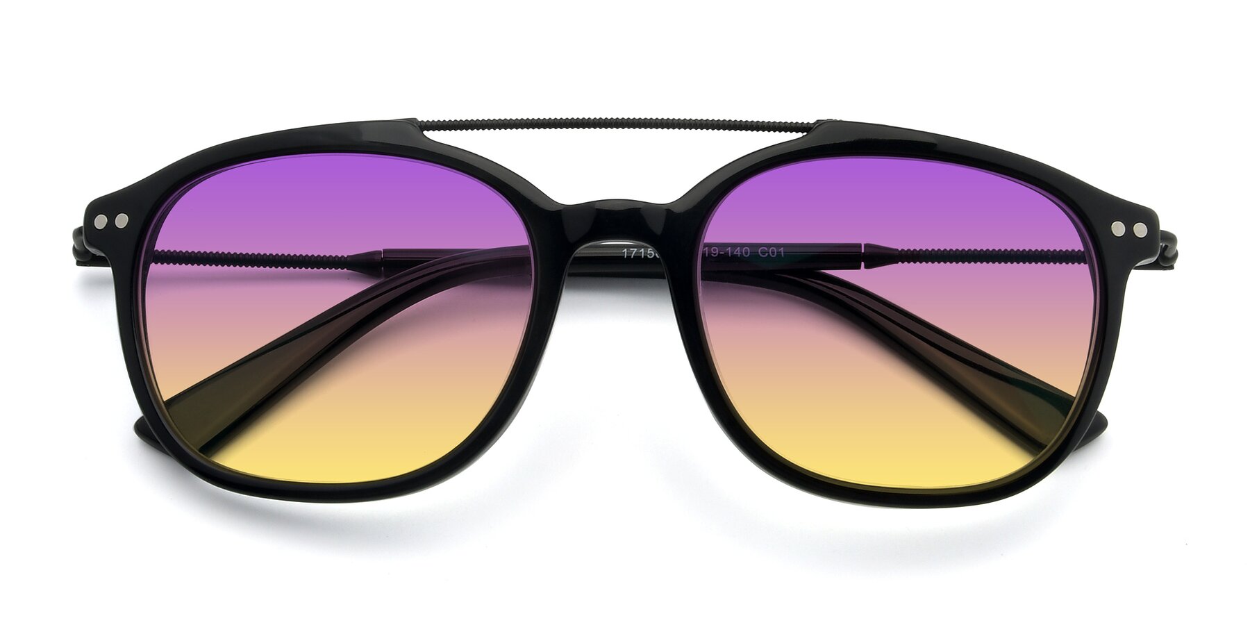 Folded Front of 17150 in Black with Purple / Yellow Gradient Lenses