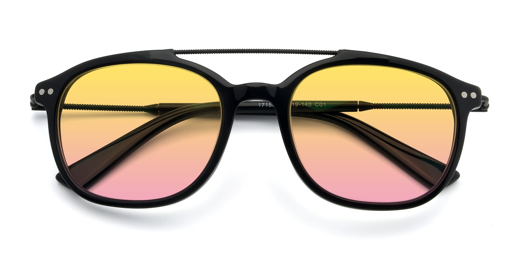 Folded Front of 17150 in Black with Yellow / Pink Gradient Lenses
