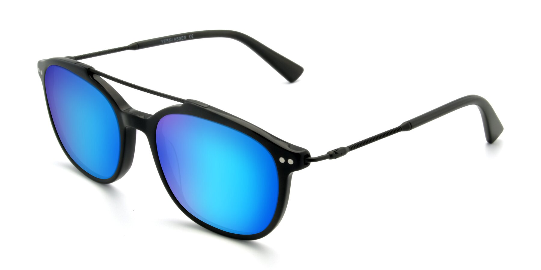 Angle of 17150 in Black with Blue Mirrored Lenses