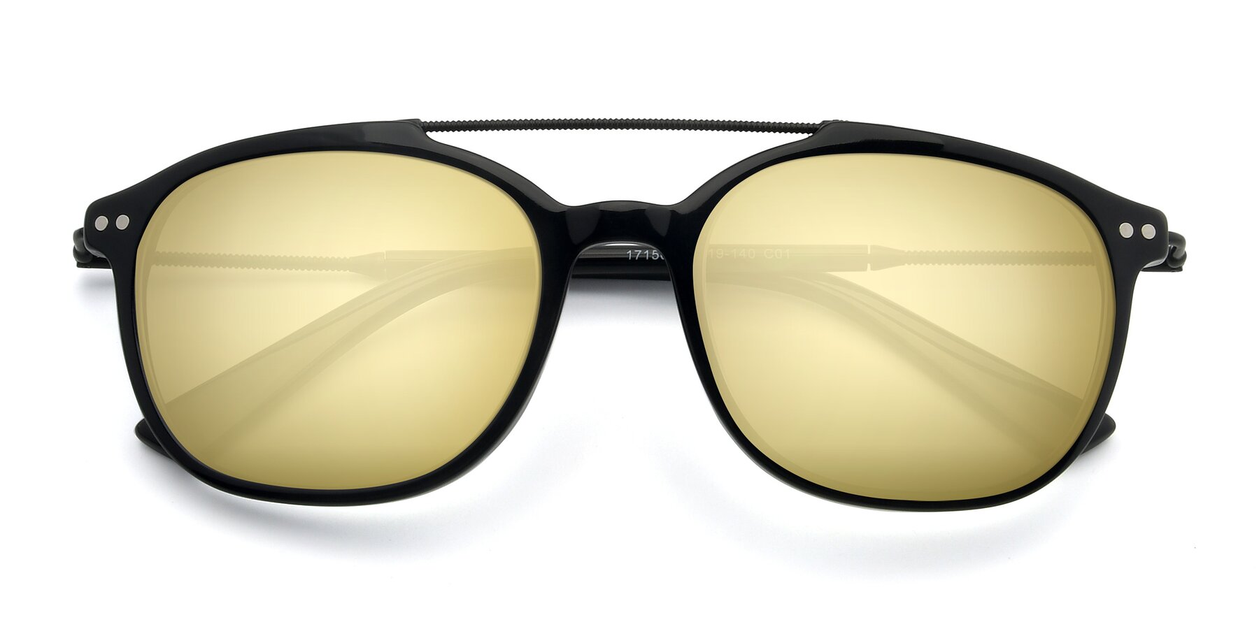 Folded Front of 17150 in Black with Gold Mirrored Lenses