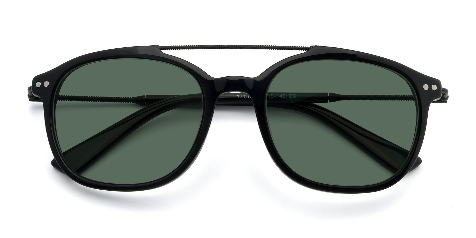 Folded Front of 17150 in Black with Green Polarized Lenses