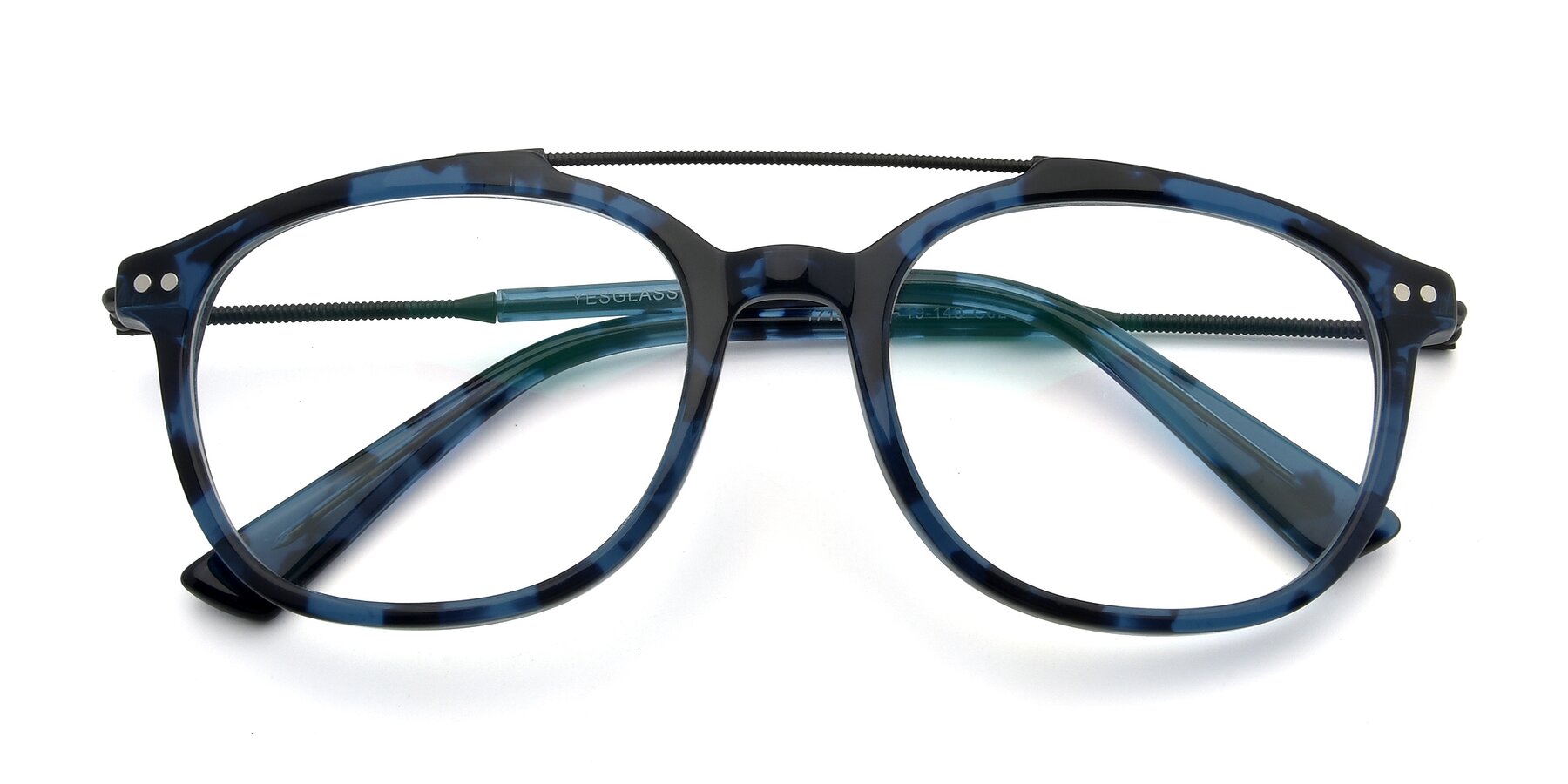 Folded Front of 17150 in Tortoise Blue with Clear Reading Eyeglass Lenses
