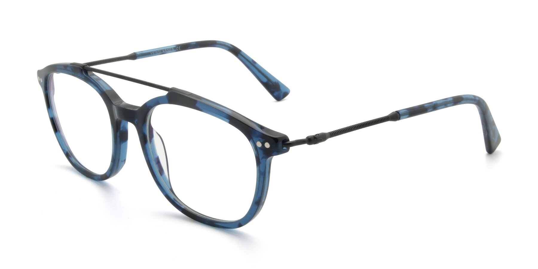 Angle of 17150 in Tortoise Blue with Clear Reading Eyeglass Lenses