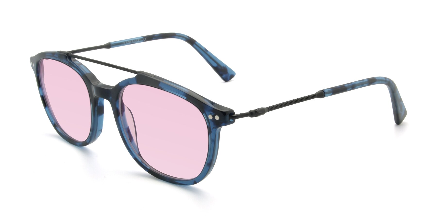 Angle of 17150 in Tortoise Blue with Light Pink Tinted Lenses