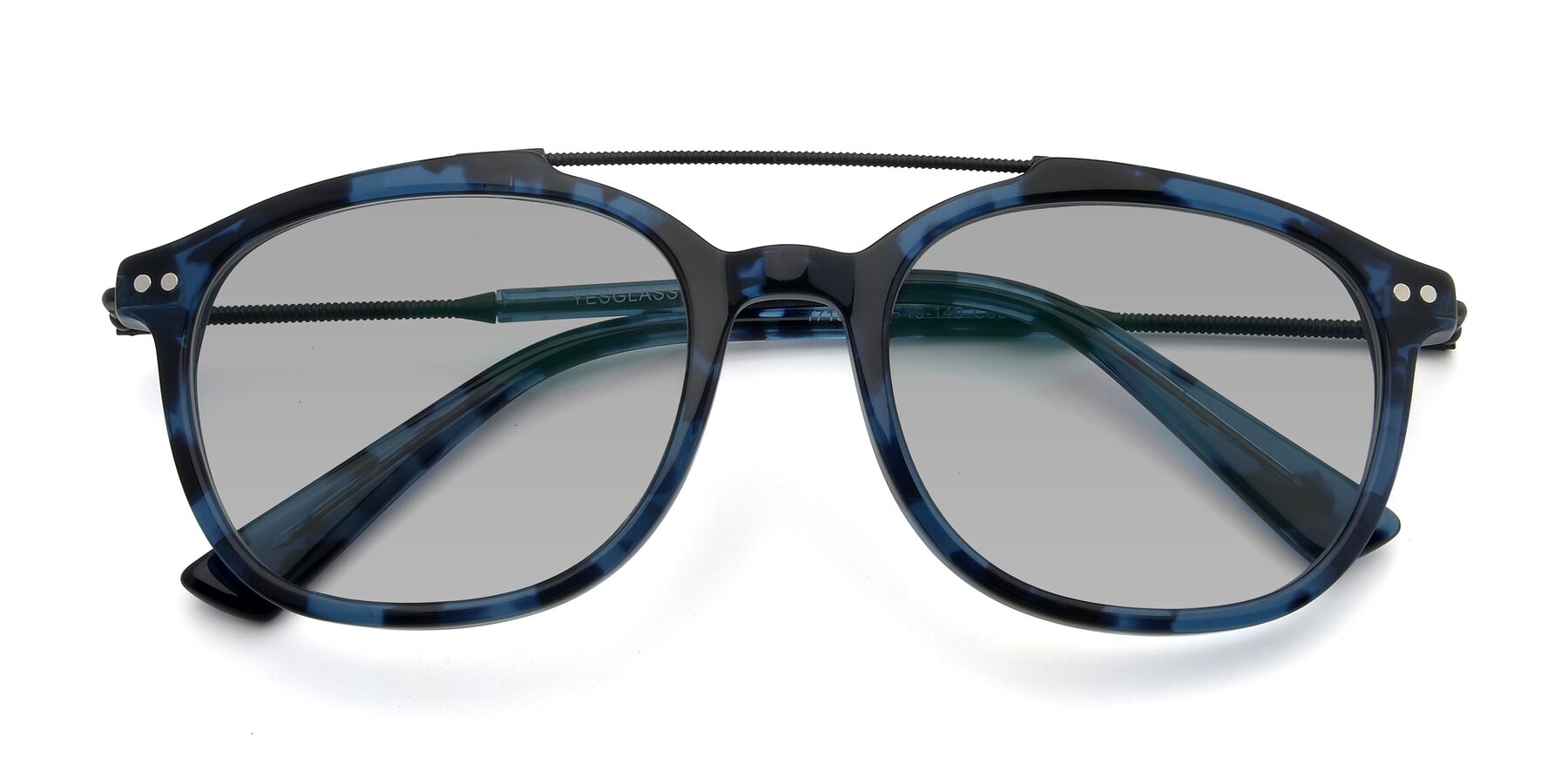 Folded Front of 17150 in Tortoise Blue with Light Gray Tinted Lenses