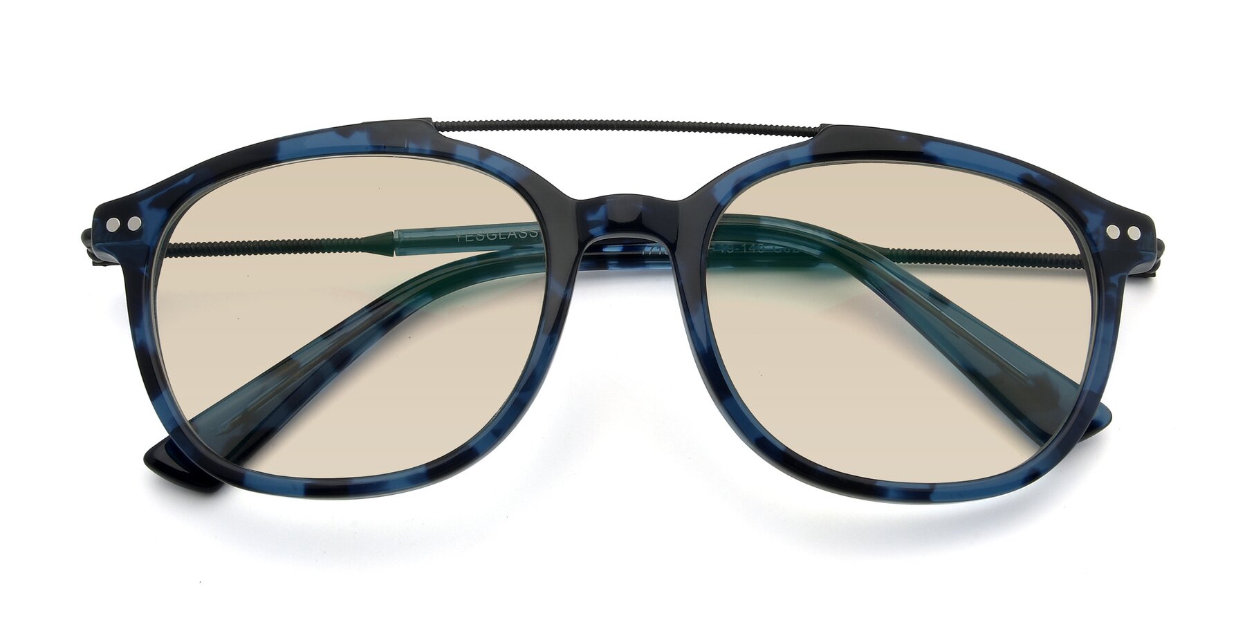 Folded Front of 17150 in Tortoise Blue with Light Brown Tinted Lenses