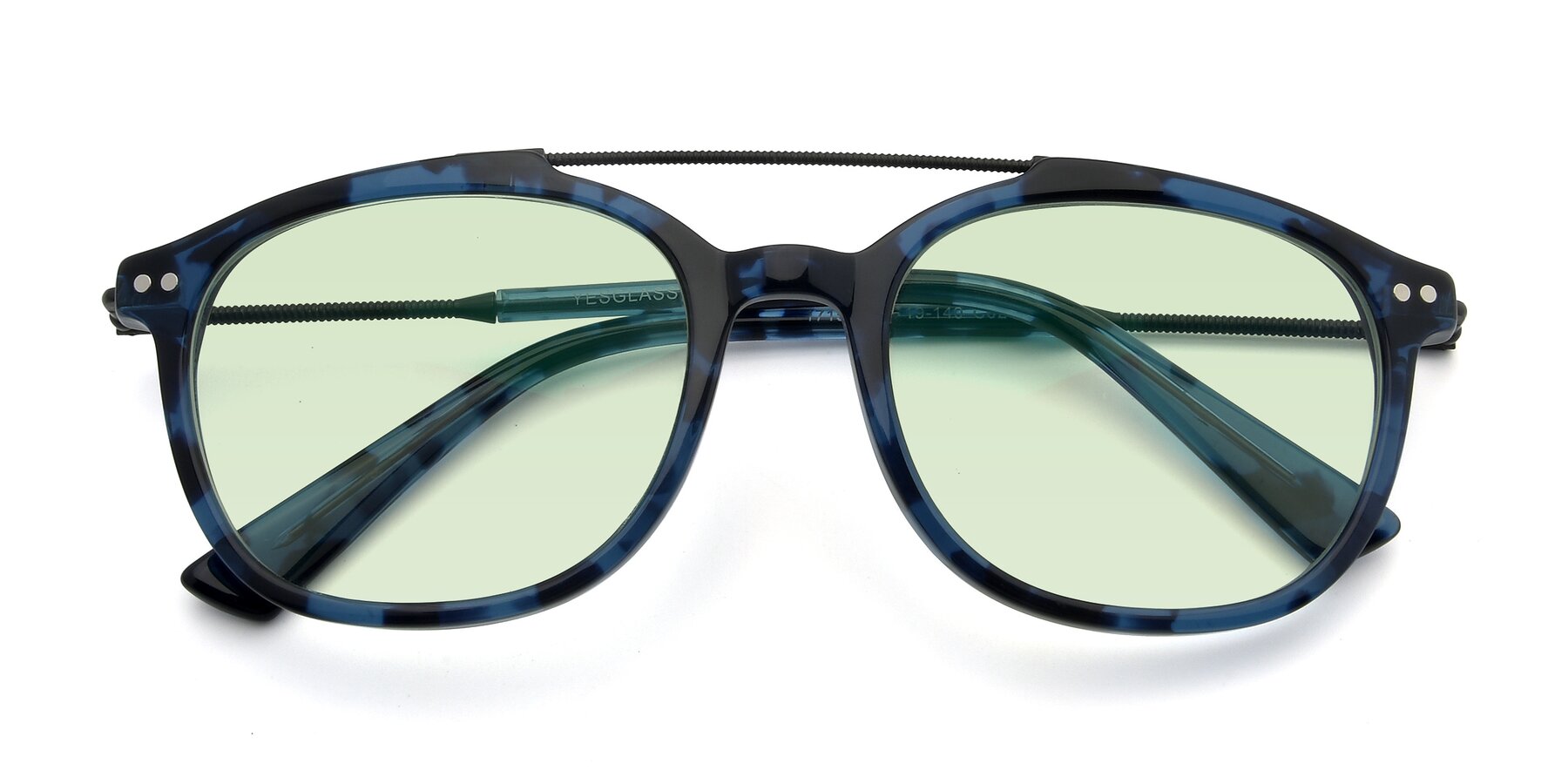 Folded Front of 17150 in Tortoise Blue with Light Green Tinted Lenses
