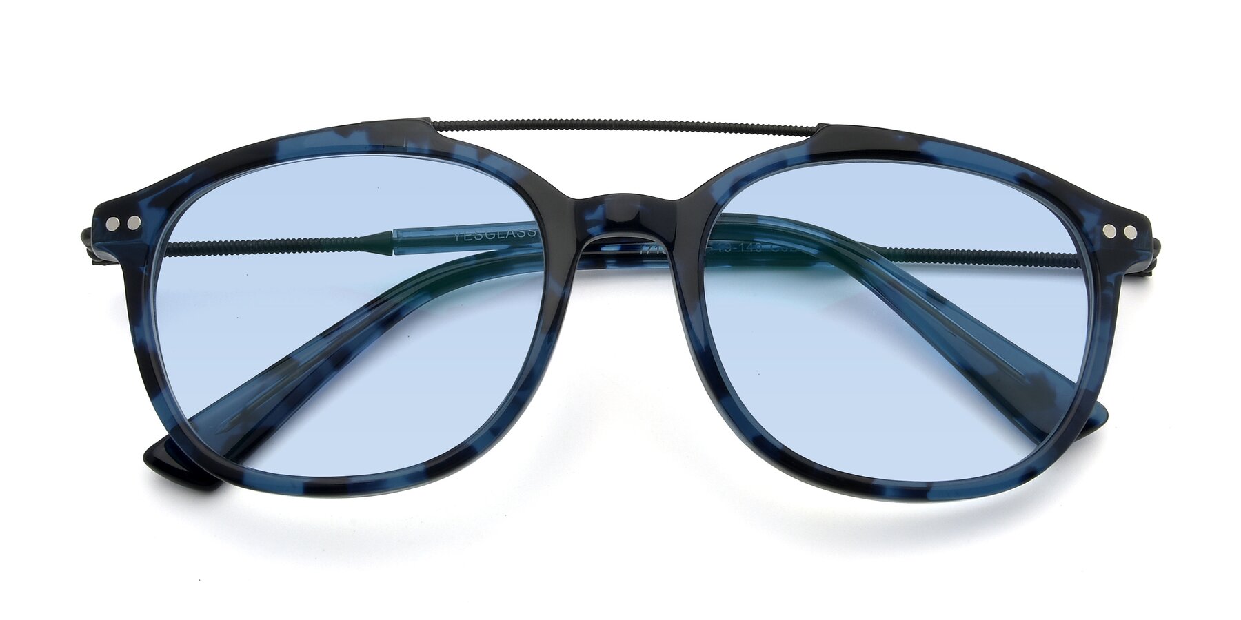 Folded Front of 17150 in Tortoise Blue with Light Blue Tinted Lenses