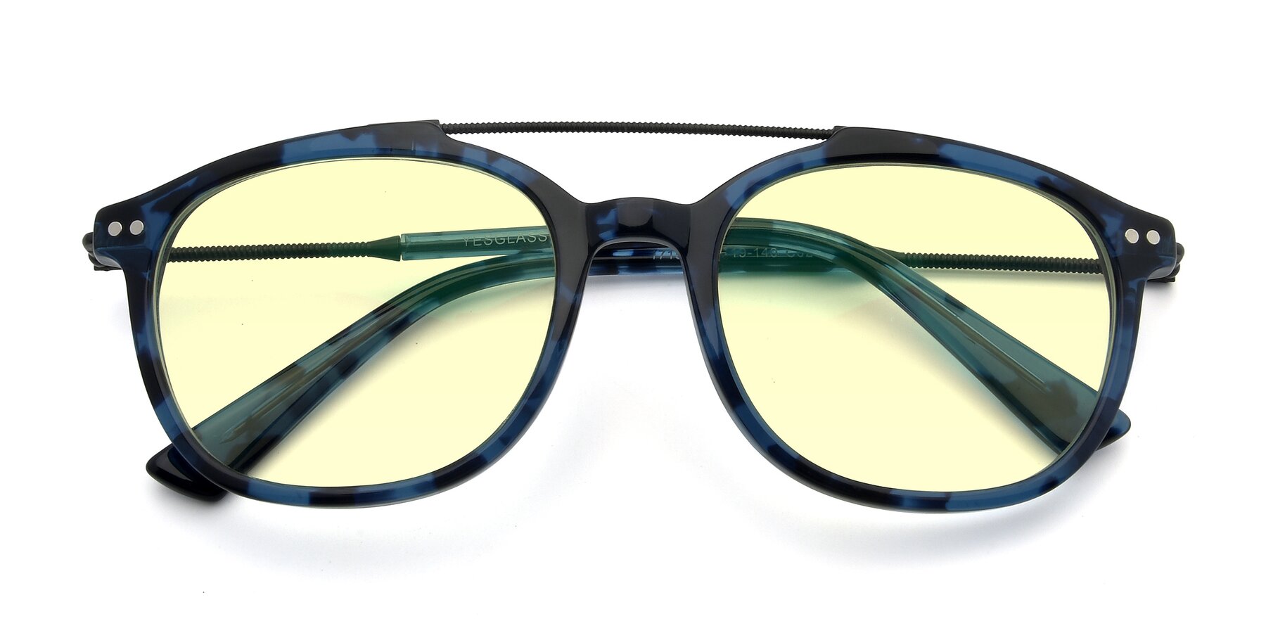 Folded Front of 17150 in Tortoise Blue with Light Yellow Tinted Lenses