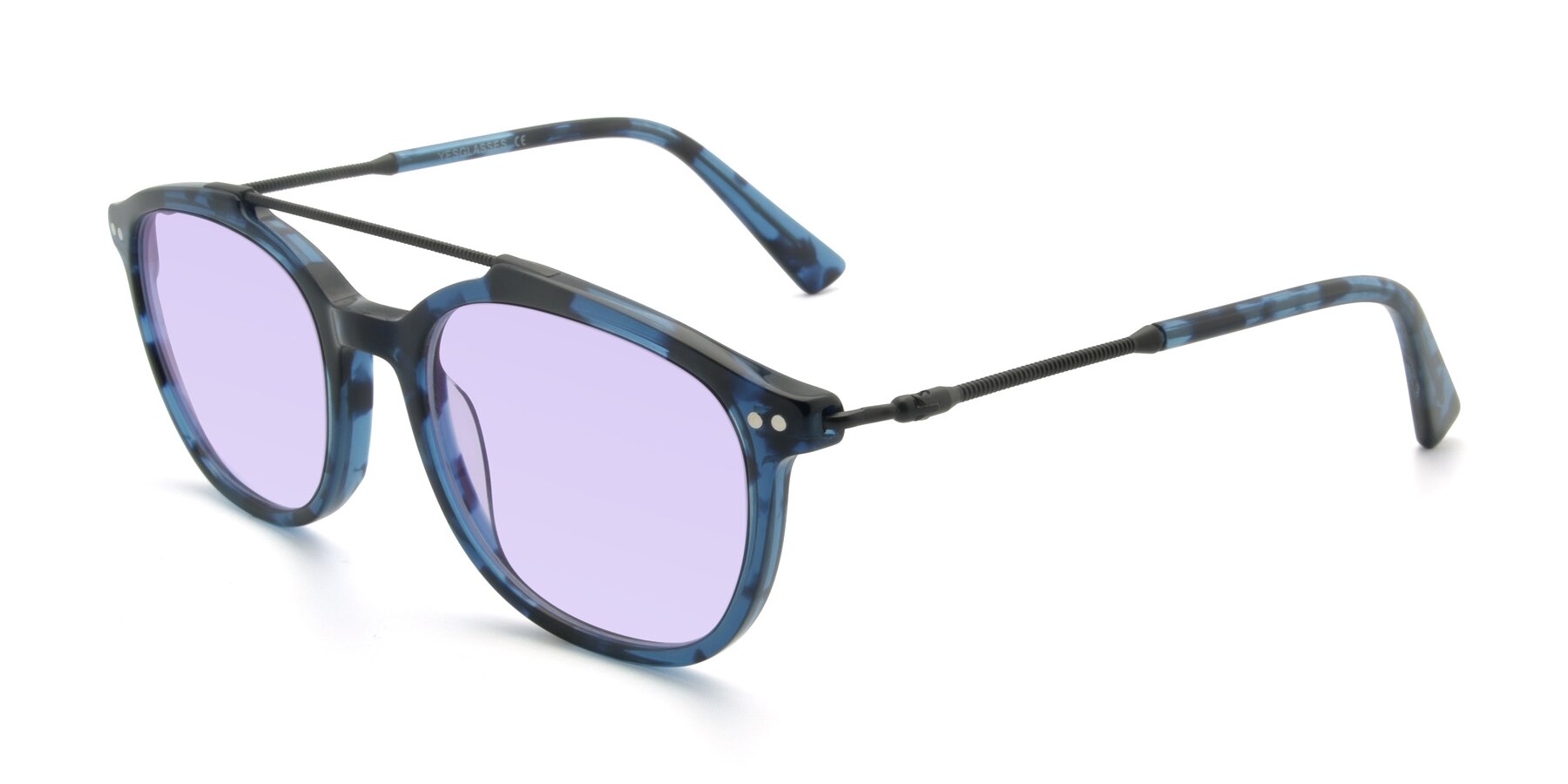 Angle of 17150 in Tortoise Blue with Light Purple Tinted Lenses