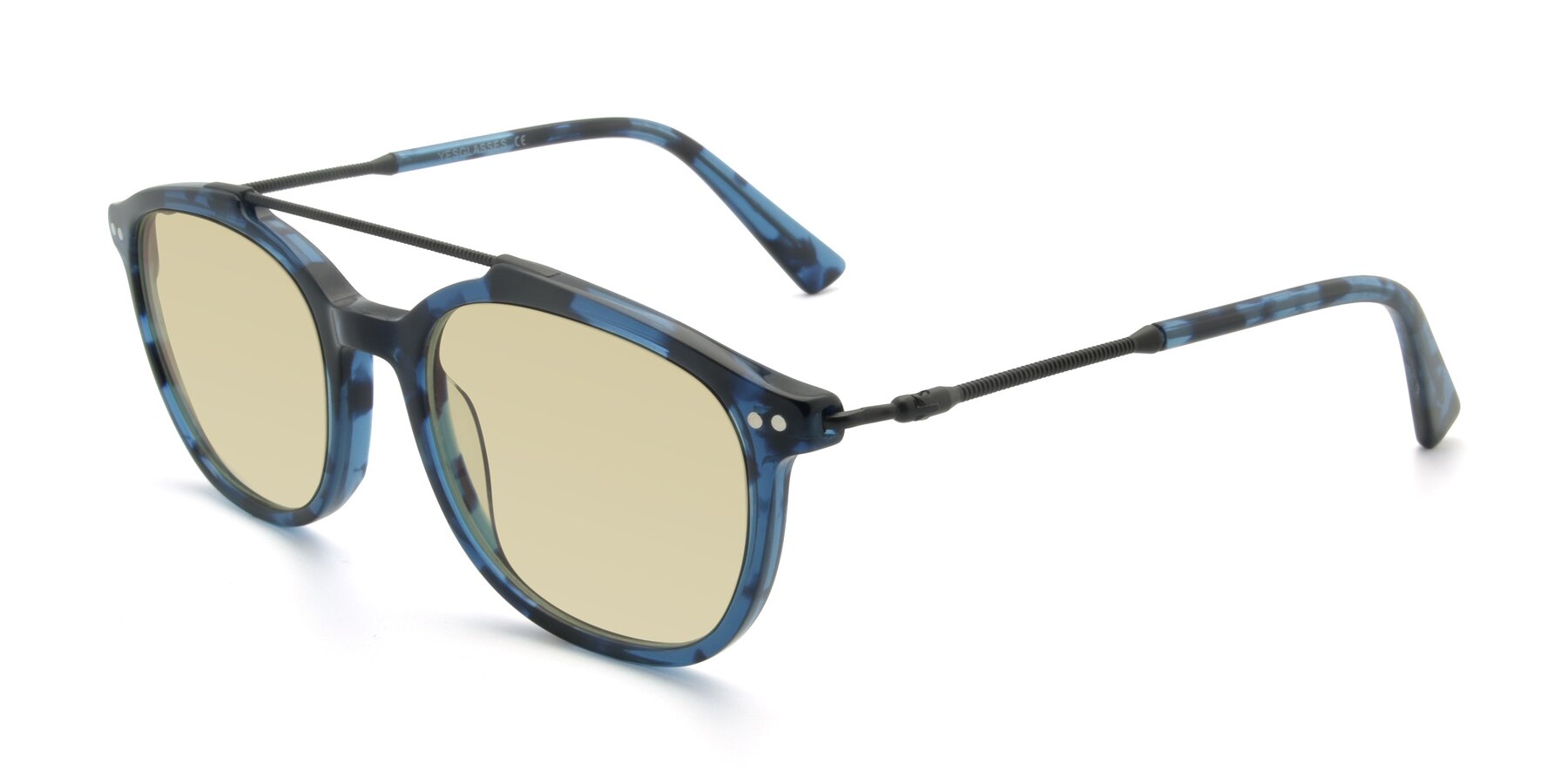 Angle of 17150 in Tortoise Blue with Light Champagne Tinted Lenses