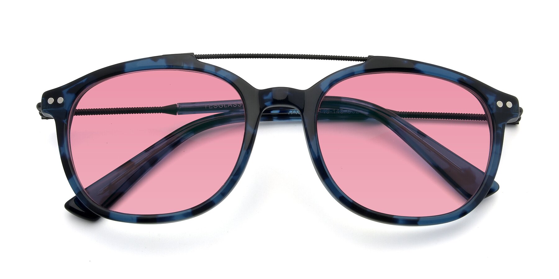Folded Front of 17150 in Tortoise Blue with Pink Tinted Lenses