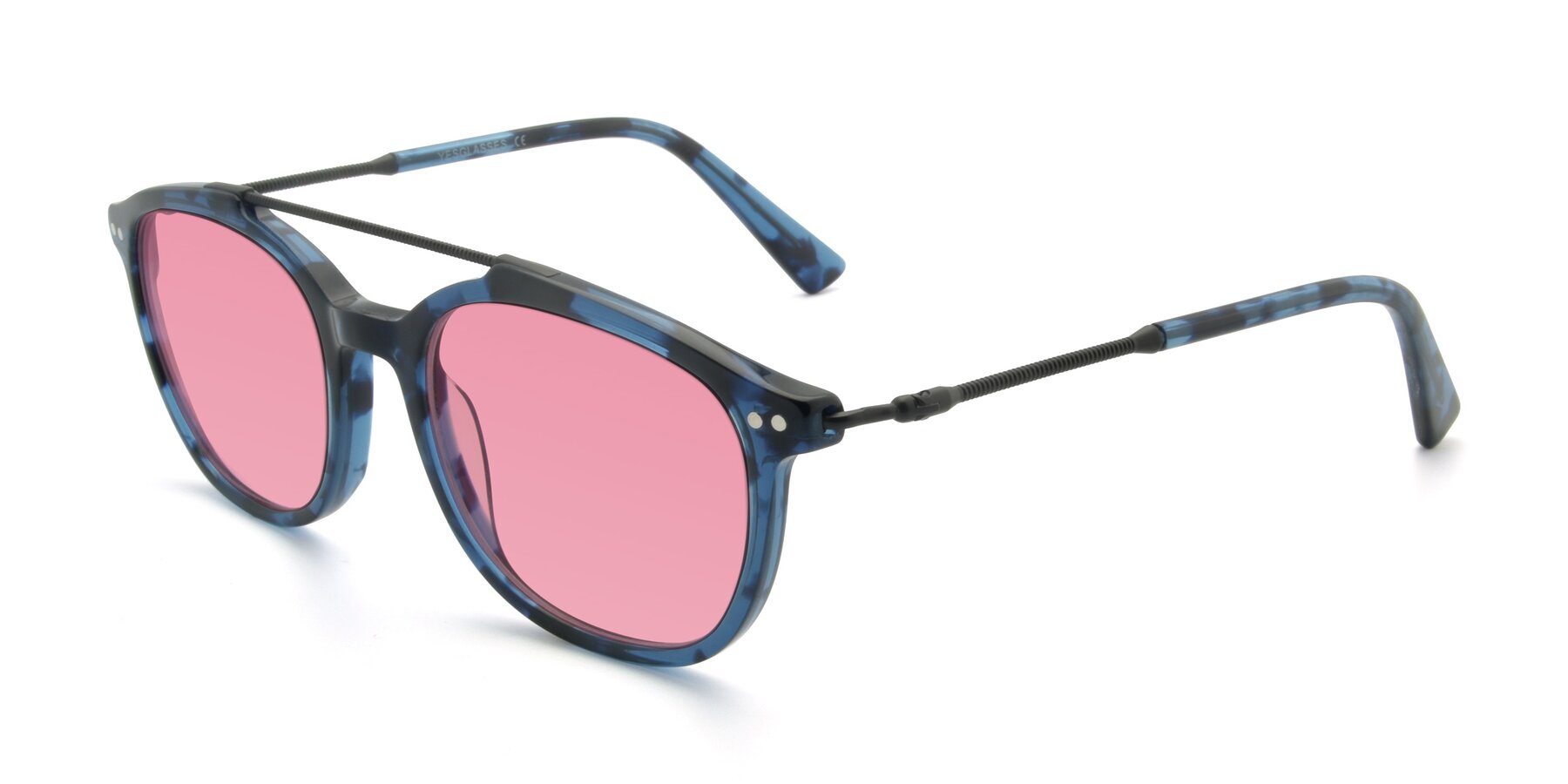 Angle of 17150 in Tortoise Blue with Pink Tinted Lenses