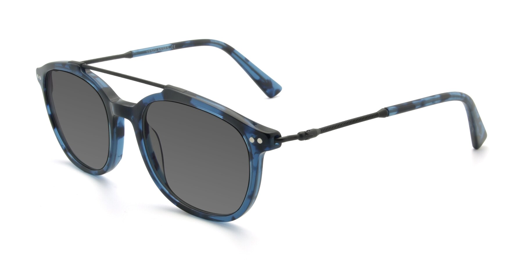 Angle of 17150 in Tortoise Blue with Medium Gray Tinted Lenses