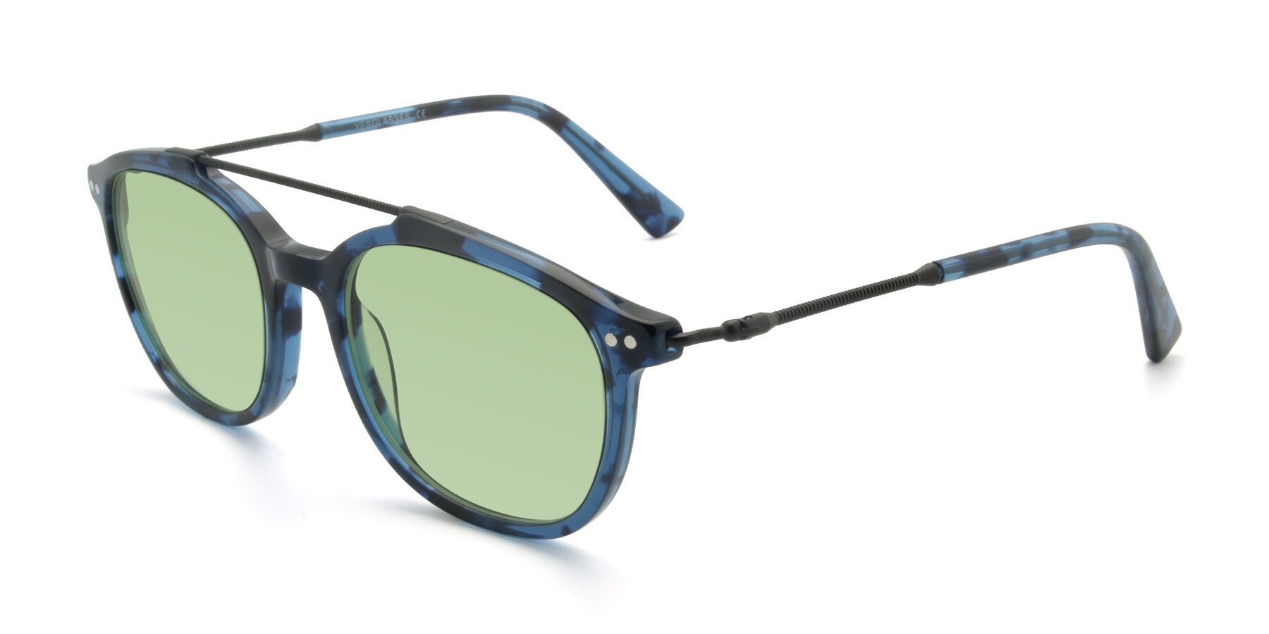 Angle of 17150 in Tortoise Blue with Medium Green Tinted Lenses